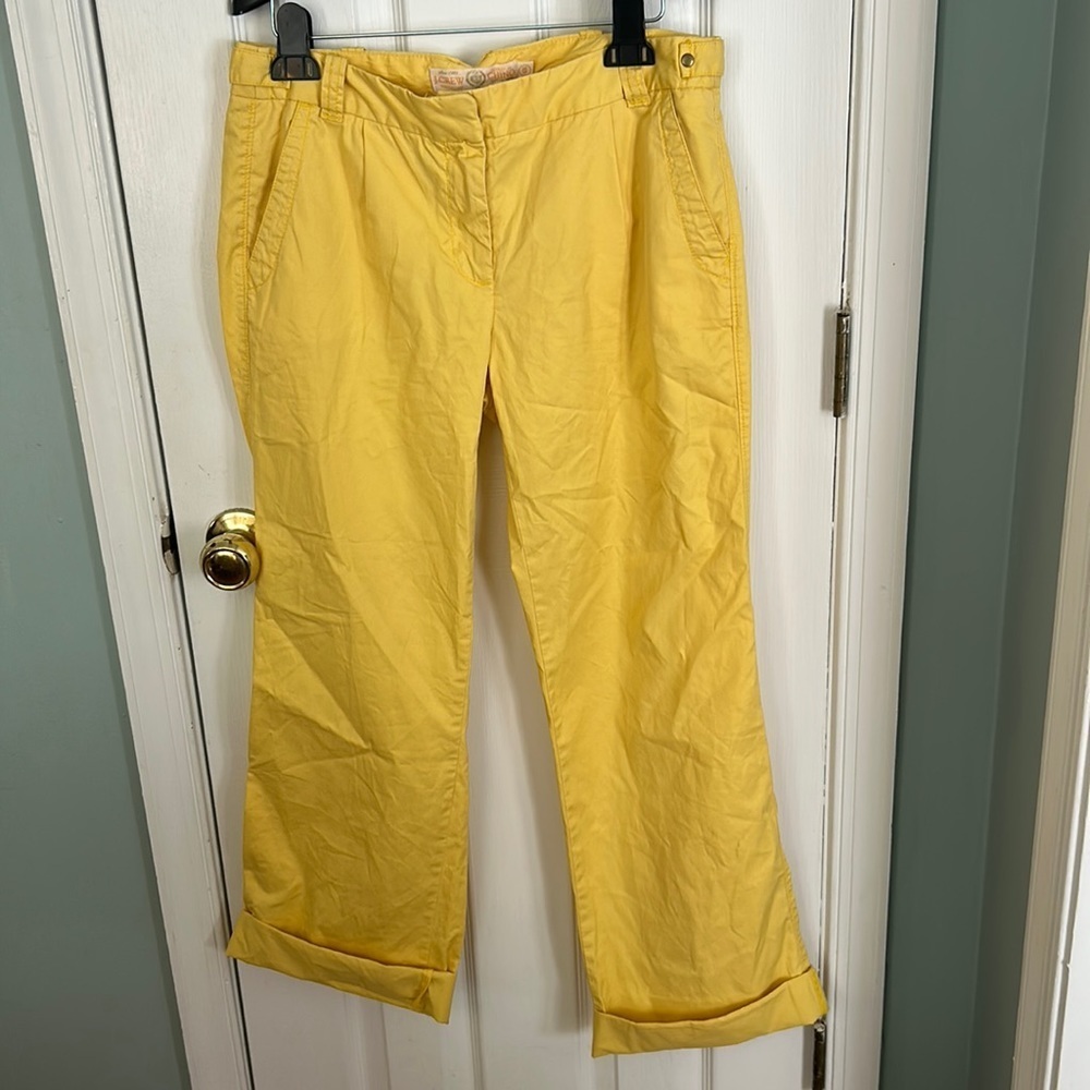 Yellow cropped leg jeans